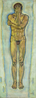 Vienna Gallery: Male nude (yellow and blue), c. 1913. Creator: Moser, Koloman (1868-1918)