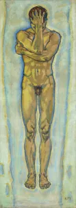 1913 Prints: Male nude (yellow and blue), c. 1913. Creator: Moser, Koloman (1868-1918)