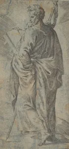 Girolamo Fran Prints: Male Saint, 16th century. Creator: Unknown