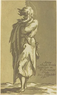 Skippe J B Prints: Male Saint Standing, with Folded Arms, Facing to the Left, 1781. Creator: John Skippe