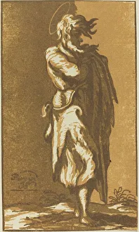 Skippe J B Prints: Male Saint Standing with Folded Arms, Facing to the Right, 1781. Creator: John Skippe