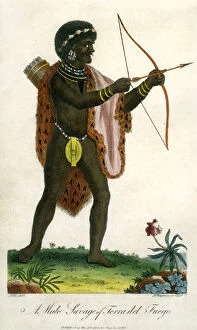 South America Collection: A Male Savage of Terra del Fuego, 1795. Artist: J Chapman