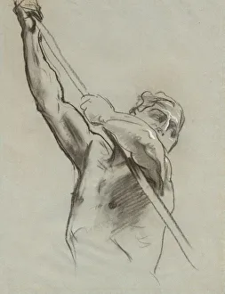 Charcoal Prints: Male Torso with Pole, 1890-1900. Creator: John Singer Sargent