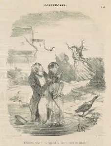Malheureux enfant!... ca t'apprendra a faire ta societe des canards!... c 1845. Creator: Honore Daumier.<br> Malheureux enfant!