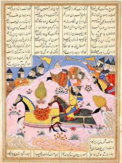 Malik Lifts Abu l Mihjan from the Saddle. From Khavarannama (The Book of the East) of ibn Husam al-D Artist