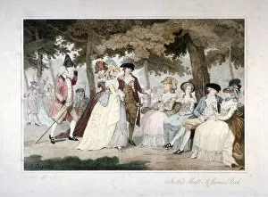 Chatting Gallery: In the Mall, St Jamess Park, Westminster, London, 1788