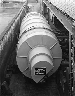 Brewery Gallery: A malting drum prior to intallation in a brewery in Mirfield, West Yorkshire, May 1966