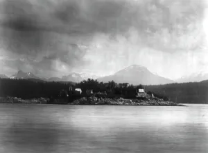 Kwakiutl Prints: Mamalelekala cemetery on Village Island, c1914. Creator: Edward Sheriff Curtis