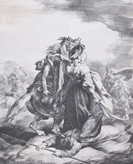 Mameluck Defending a Wounded Trumpeter, 1818. Creator: Theodore Gericault
