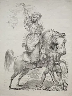 A Mameluke Chief on Horseback Signaling for Help, 1817. Creator: Antoine-Jean Gros (French