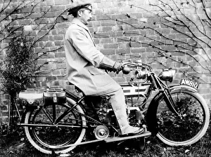 Motorcyclist Prints: Man on a 1913 Douglas 350cc motorcycle, (c1913?)