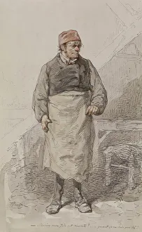 Chevallier Sulpice Guillaume Prints: Man in Apron and Cap, c1855. Creator: Paul Gavarni