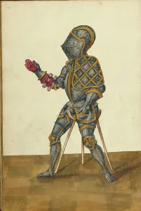 Tournament Book Prints: A Man in Armor, about 1560-1570. Creator: Unknown