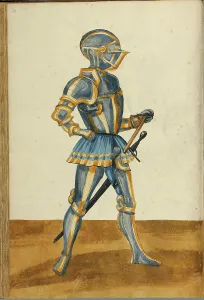 Tournament Prints: A Man in Armor, about 1560-1570. Creator: Unknown