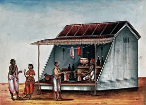 Sari Prints: A man at a arrack (a strong alcoholic drink) shop