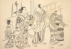 A Man Attended by a Servant Carrying a Lantern. Creator: Unknown A Man Attended by a Servant Carrying a Lantern. Creator: Unknown