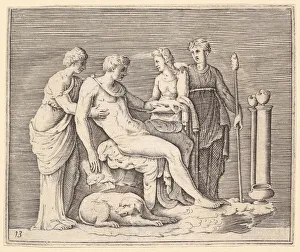 Attending Prints: Man Attended by Three Women, published ca. 1599-1622. Creator: Unknown