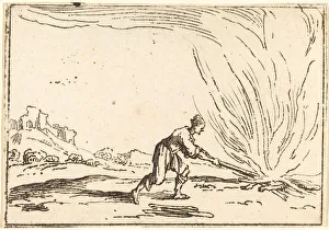 Tending Prints: Man Attending a Fire. Creator: Jacques Callot