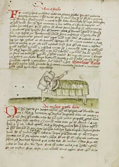 A Man in a Bed; Fables, third quarter of 15th century. Creator: Unknown
