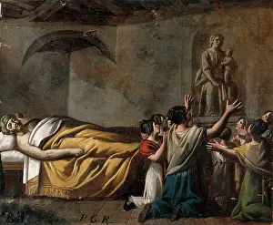 Pleading Prints: A man in bed, women praying to the Madonna del Parto. Creator: Unknown