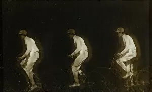 Lantern Slide Gallery: Man Bicycling, 1890s. Creator: Etienne Jules Marey