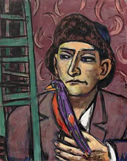 Beckmann Prints: Man with Bird, 1950. Creator: Beckmann, Max (1884-1950)