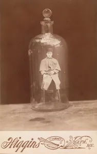 Higgins Prints: Man in Bottle, ca. 1888. Creator: John C. Higgins