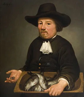 Fishmonger Prints: Man with the Bucket of Fish. Artist: Cuyp, Aelbert (1620-1691)