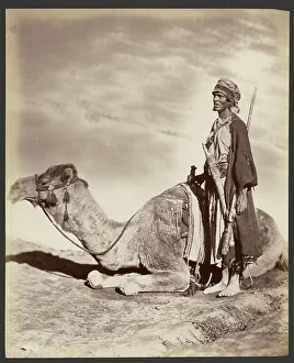 Riding Equipment Prints: Man and camel, about 1870-1890. Creator: Unknown