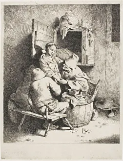 Bega Cornelis Prints: A Man Caressing the Young Hostess, 1660/64. Creator: Cornelis Bega