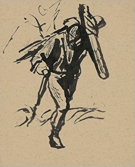 1940 Prints: Man carrying a cross, 1940-1944. Creator: Jan Novak