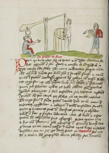 Water Well Prints: A Man Climbing into a Well; Fables, third quarter of 15th century. Creator: Unknown