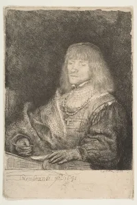 Man at a Desk Wearing a Cross and Chain, 1641. Creator: Rembrandt Harmensz van Rijn