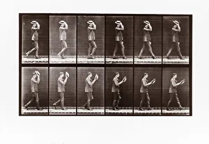 Boater Gallery: Man doffing his boater, Plate 44 from Animal Locomotion, 1887 (photograph)
