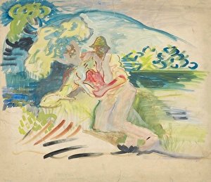 Affectionate Prints: Man with a dog, 1940-1944. Creator: Arnold Peter Weisz-Kubincan