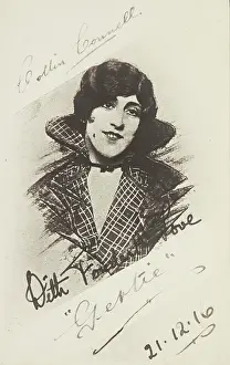Cross Dressing Prints: An man in drag as 'Gertie' wearing a checked coat, 1916. Creator: Unknown