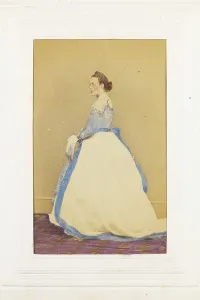 Crinoline Prints: A man in drag standing side-on, [between 1890 and 1899?]. Creator: Unknown
