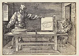 Man Drawing a Lute, 1525. Creator: Durer, Albrecht (1471-1528)