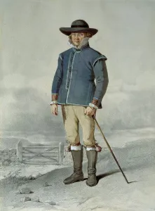 Smaland Prints: Man dressed in costume from Ingelstad, Småland, 1795-1857. Creator: Otto Wallgren