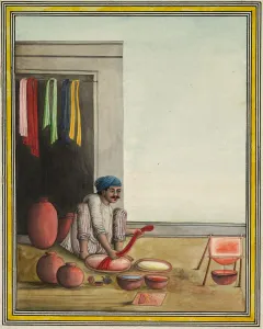 Company School Prints: Man Dyeing Cloth, early 1830 s. Creator: Unknown