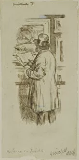 Brown Ink Collection: Man at Exhibition, 1870 / 91. Creator: Charles Samuel Keene