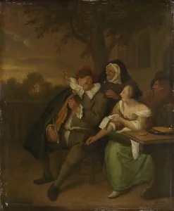 Jan Havickszoon Steen Prints: Man with a fiddle in bad company, 1670-1700. Creator: Unknown