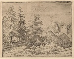 Man between Two Fir Trees, probably c. 1645 / 1656. Creator: Allart van Everdingen