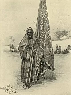 Nagada Gallery: Man with flag, Nagada, Egypt, 1898. Creator: Christian Wilhelm Allers