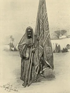 Nagada Prints: Man with flag, Nagada, Egypt, 1898. Creator: Christian Wilhelm Allers