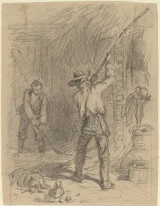 Darley Felix Prints: Man Flailing, 1850s. Creator: Felix Octavius Carr Darley