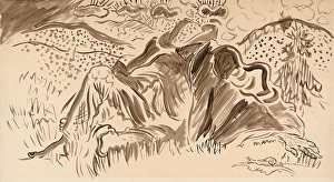Straw Hat Prints: Man in the forest resting, c1935. Creator: Arnold Peter Weisz-Kubincan