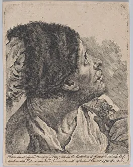Giambattista Piazetta Prints: Man in a fur hat holding a musket