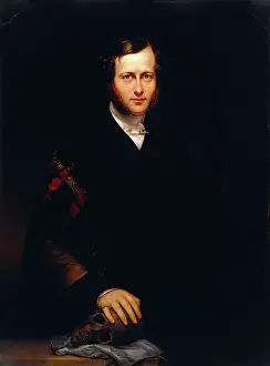 Mortality Prints: A man (George Dixon Longstaff?) wearing academic robes and holding a skull