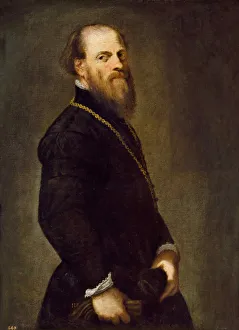 Tintoretto Prints: Man with a golden chain, ca 1555. Creator: Tintoretto, Jacopo (1518-1594)